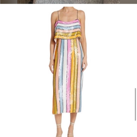 Veronica Beard Ivanna Striped Sequin Midi-Dress Size 0 - Picture 9 of 10